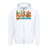 White hello pumpkin season Zipper Hoodie - BundleAndBundleShop