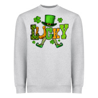 Heather Grey St. Patrick's lucky leprechaun Heavyweight Sweatshirt - OliviaCreatesArt