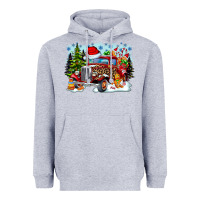 Heather Grey Christmas truck Heavyweight Hoodie - CowhideDigitalArt