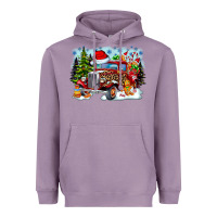 Lavender Christmas truck Heavyweight Hoodie - CowhideDigitalArt