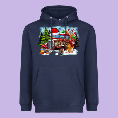 Christmas Truck Heavyweight Hoodie Designed By Cowhidedigitalart
