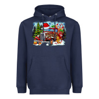 Navy Christmas truck Heavyweight Hoodie - CowhideDigitalArt