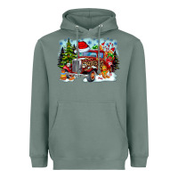 Sage Christmas truck Heavyweight Hoodie - CowhideDigitalArt
