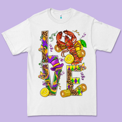 Love Crawfish Mardi Gras Premium Tee Designed By Bundleandbundleshop