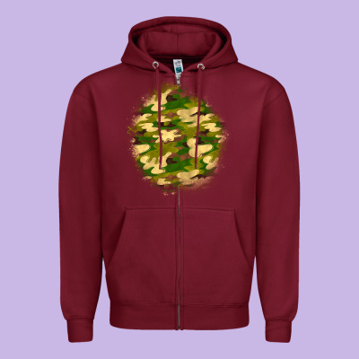 Camouflage Patch Zipper Hoodie Designed By Bundleandbundleshop