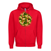 Red camouflage patch Zipper Hoodie - BundleAndBundleShop