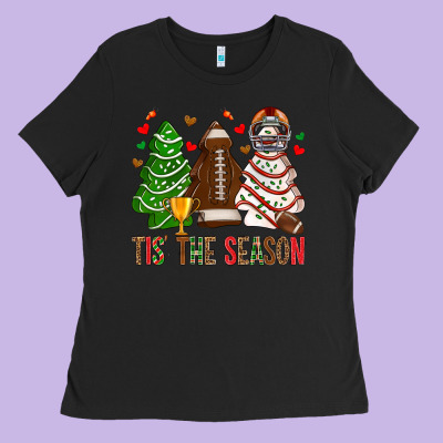 Tis' The Season American Football Christmas Cakes Bbs Ladies Tee Designed By Bundleandbundleshop