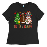 Black tis' the season american football christmas cakes bbs Ladies Tee - BundleAndBundleShop