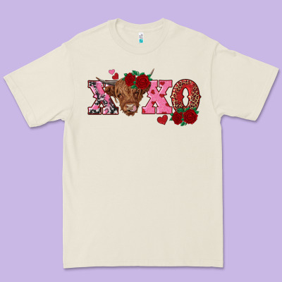 Xoxo Highland Cow Premium Tee Designed By Ranaportraitstore