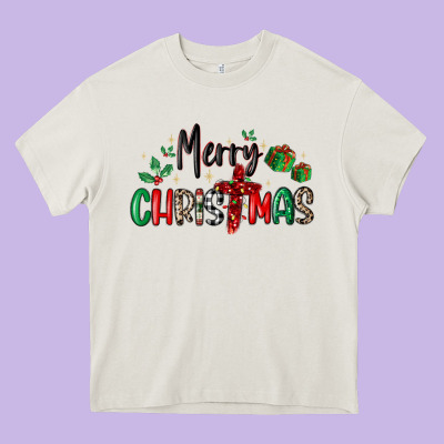 Faith Cross Merry Christmas Heavy Core Tee Designed By Maliassmallbusiness