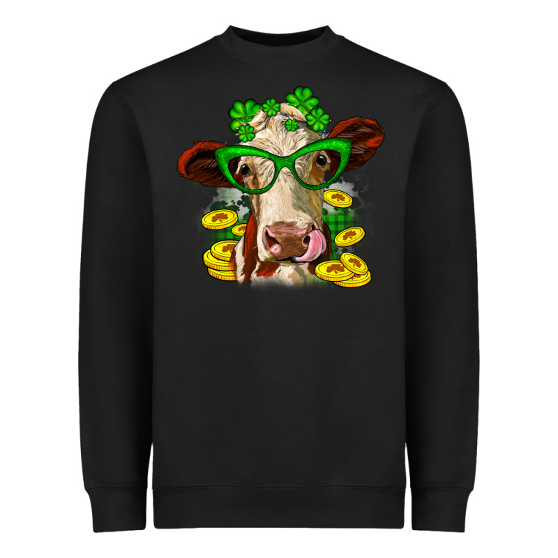 St. Patrick's Day Cow Heavyweight Sweatshirt by OliviaCreatesArt | Teevron