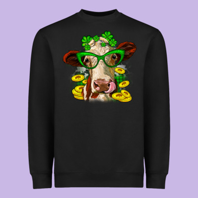 St. Patrick's Day Cow Heavyweight Sweatshirt Designed By Oliviacreatesart