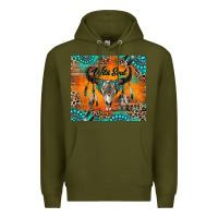 Army Green wild soul boho bull skull Premium Hoodie - RanaPortraitStore