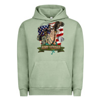 Pigment Oil Green army veteran  pray Urban Hoodie - BarkalooDesign