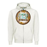 Oatmeal Heather teacher of tiny earrings Zipper Hoodie - BundleAndBundleShop