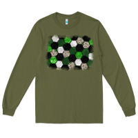 Army Green Soccer leopard glitter background Long Sleeve Tee - HowdyJamesFarm