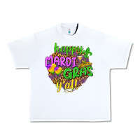 White Happy Mardi Gras y'all Urban Heavy Tee - NancyCooperArtShop