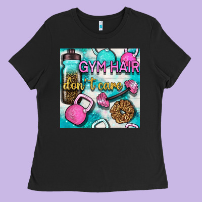 Gym Hair Don't Care Clasp And Water Bottle With Glitter Seamless Patte Ladies Tee Designed By Bundleandbundleshop