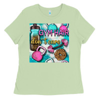 Matcha gym hair don't care clasp and water bottle with glitter seamless patte Ladies Tee - BundleAndBundleShop