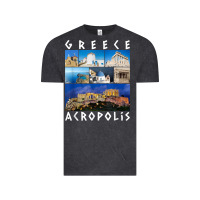 Vintage Black greece acropolis famous sights gallery traveler souvenir t shirt Vintage Tee - baoMotion