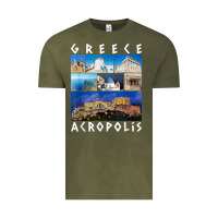Vintage Olive greece acropolis famous sights gallery traveler souvenir t shirt Vintage Tee - baoMotion