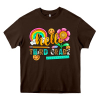 Chocolate Brown hello third grade Heavy Core Tee - NancyCooperArtShop