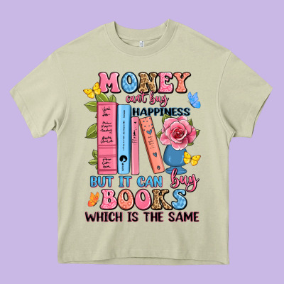 Money Can't Buy Happiness But It Can Buy Books Whi Heavy Core Tee Designed By Jahusdesignshop