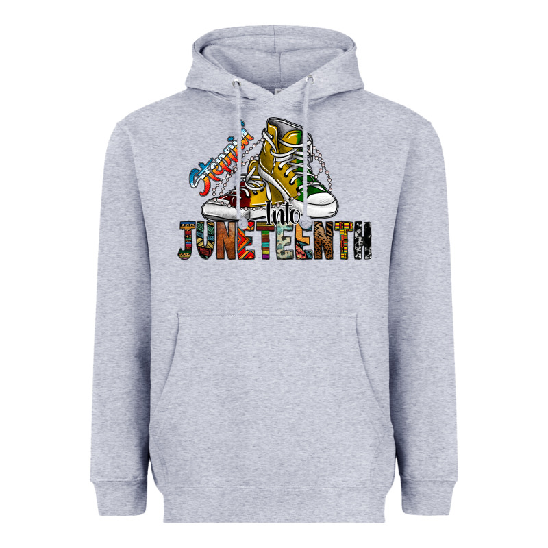 Steppin Into Juneteenth Heavyweight Hoodie by SublimationCraftShop | Teevron
