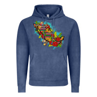 Vintage Denim Mexico Map with Leopard and Sunflowers Vintage Hoodie - texasbilliewilder