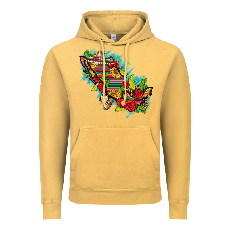 Mexico Map With Leopard And Sunflowers Vintage Hoodie by texasbilliewilder | Teevron
