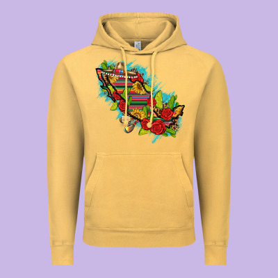Mexico Map With Leopard And Sunflowers Vintage Hoodie Designed By Texasbilliewilder