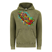 Vintage Olive Mexico Map with Leopard and Sunflowers Vintage Hoodie - texasbilliewilder