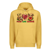 Antique Gold Peace Love Reindeer Christmas Premium Hoodie - BundleAndBundleShop