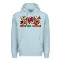 Blue Mist Peace Love Reindeer Christmas Premium Hoodie - BundleAndBundleShop