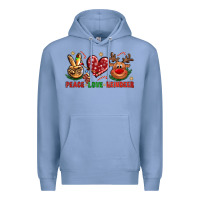Colony Blue Peace Love Reindeer Christmas Premium Hoodie - BundleAndBundleShop