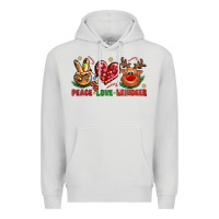 Dove Grey Peace Love Reindeer Christmas Premium Hoodie - BundleAndBundleShop