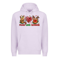 Lilac Peace Love Reindeer Christmas Premium Hoodie - BundleAndBundleShop