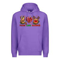 Purple Peace Love Reindeer Christmas Premium Hoodie - BundleAndBundleShop