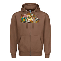 Chestnut Cows and coffee Zipper Hoodie - FaDigitalArtStudio