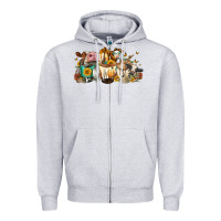 Heather Grey Cows and coffee Zipper Hoodie - FaDigitalArtStudio