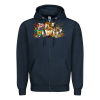Navy Cows and coffee Zipper Hoodie - FaDigitalArtStudio