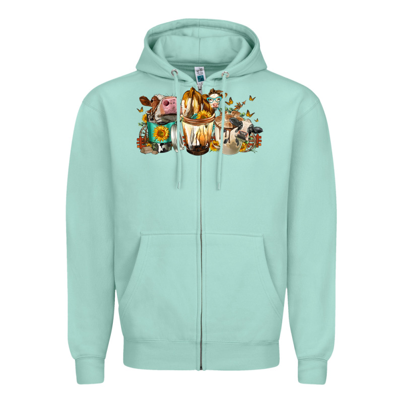 Cows And Coffee Zipper Hoodie by FaDigitalArtStudio | Teevron