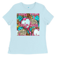 Baby Blue hair boss and hand mirror with money and leopard seamless pattern bbs Ladies Tee - BundleAndBundleShop