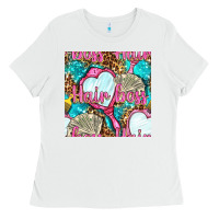 White hair boss and hand mirror with money and leopard seamless pattern bbs Ladies Tee - BundleAndBundleShop