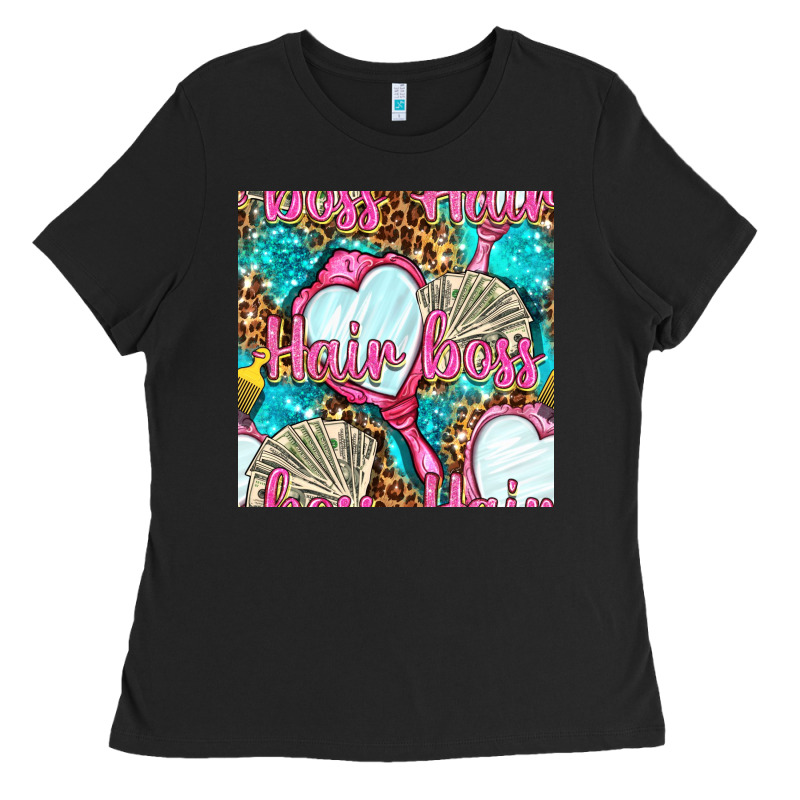 Hair Boss And Hand Mirror With Money And Leopard Seamless Pattern Bbs Ladies Tee by BundleAndBundleShop | Teevron
