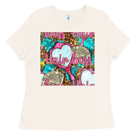Bone hair boss and hand mirror with money and leopard seamless pattern bbs Ladies Tee - BundleAndBundleShop