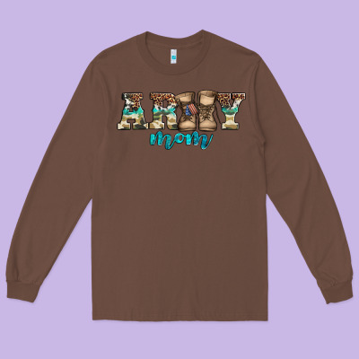 Western Camo Pattern Army Mom Long Sleeve Tee Designed By Jasminsmagicworld