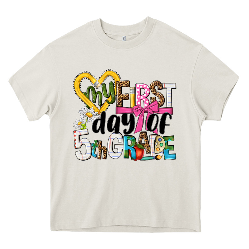 My First Day Of 5th Grade Heavy Core Tee by NancyCooperArtShop | Teevron