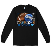 Black Touchdown season American Football blue team color Long Sleeve Tee - HowdyJamesFarm