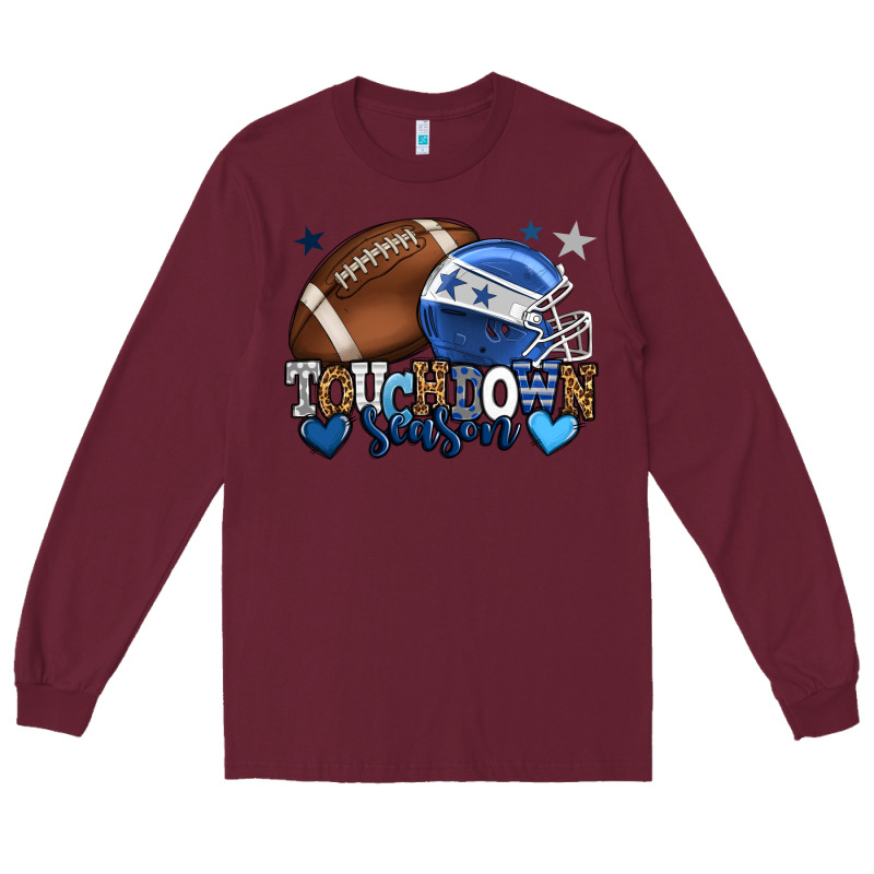 Touchdown Season American Football Blue Team Color Long Sleeve Tee by HowdyJamesFarm | Teevron